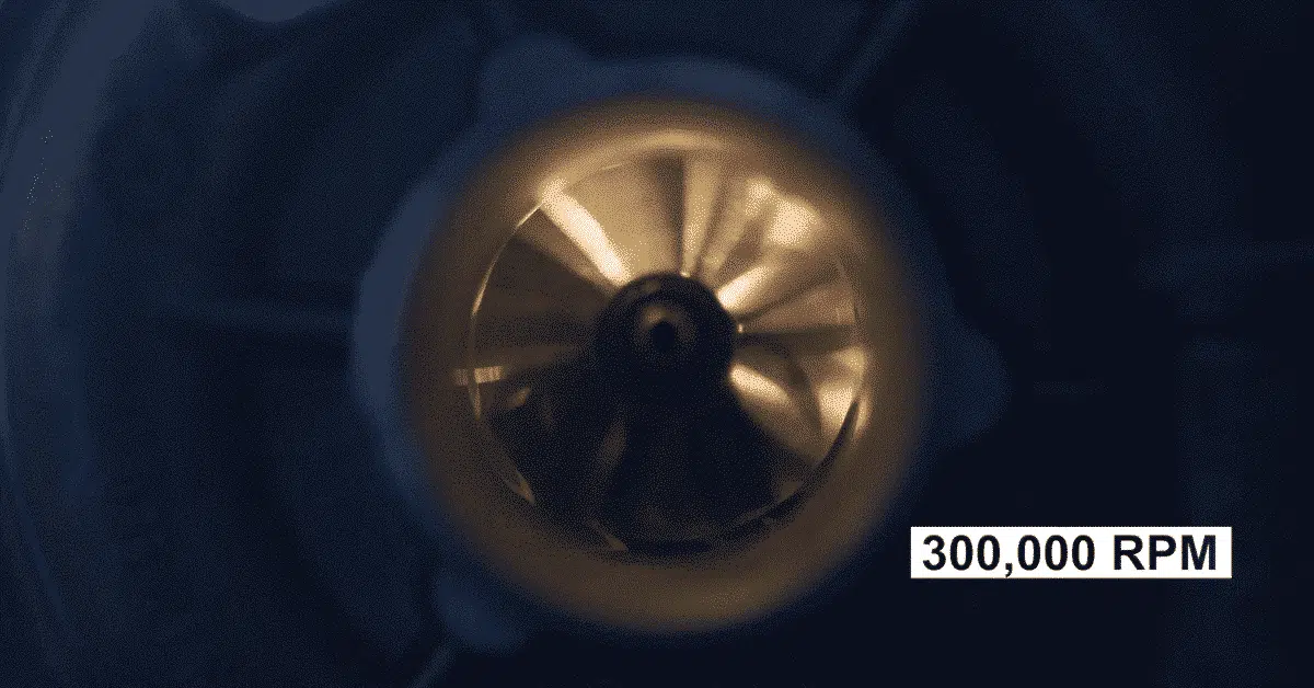 A turbo spinning with the main focus on compressor