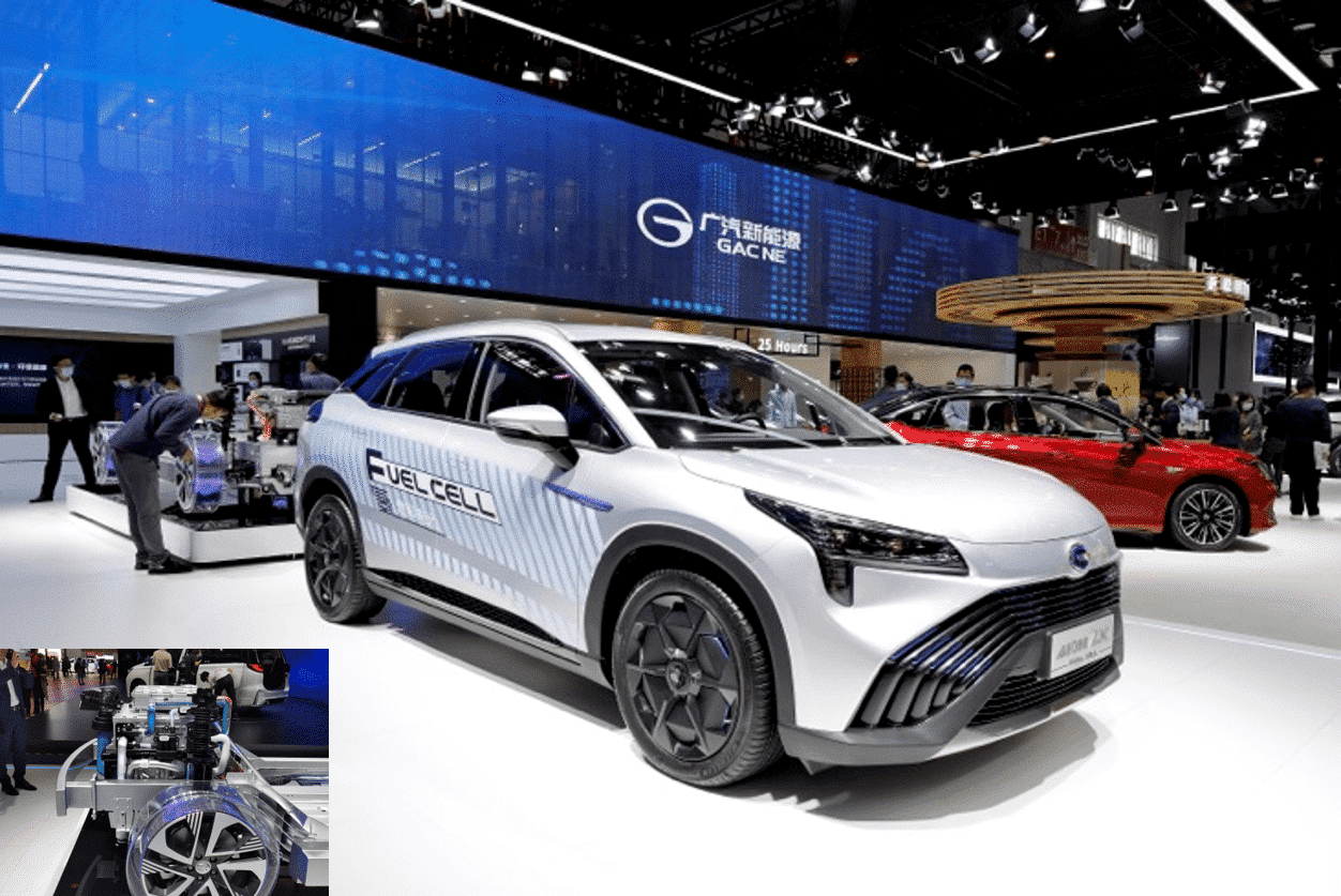 搭载了盖瑞特氢燃料电池电动空压机的广汽传祺aion lx fuel cell氢