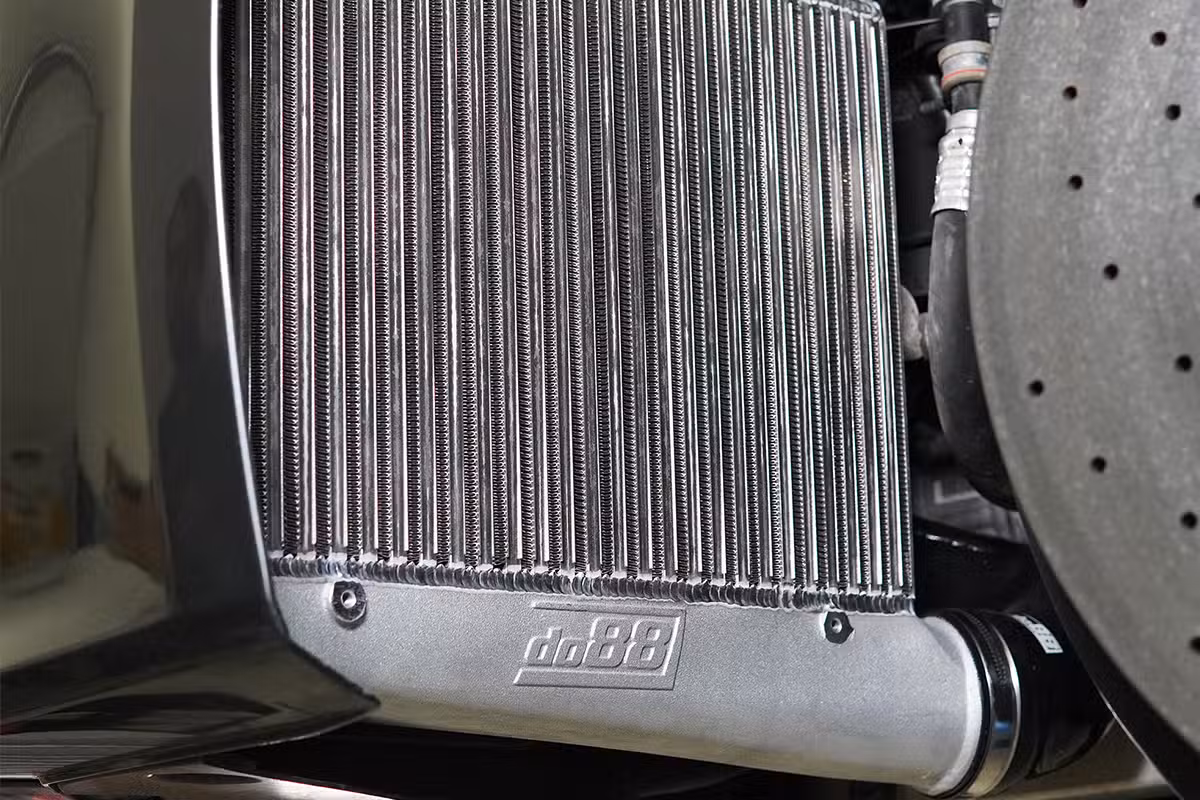 Garrett intercooler core installed in high-performance Audi RS6 application