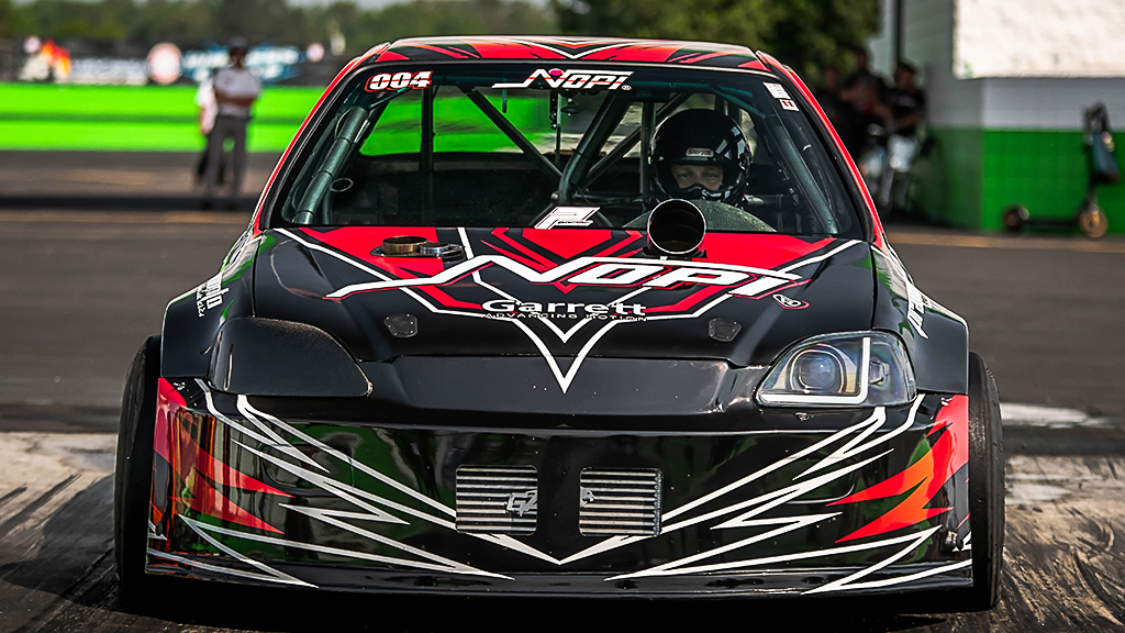 Prayoonto Racing XFWD Honda Civic burnout using Garrett G-XRace GXR45-73 turbocharger